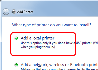 Add Local Printer